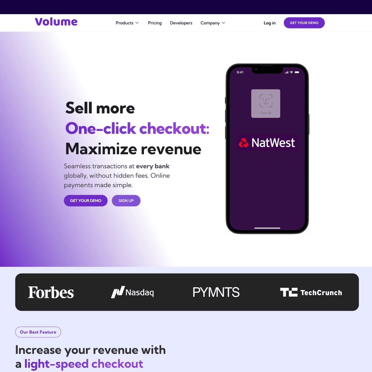 a screenshot of the Volume website